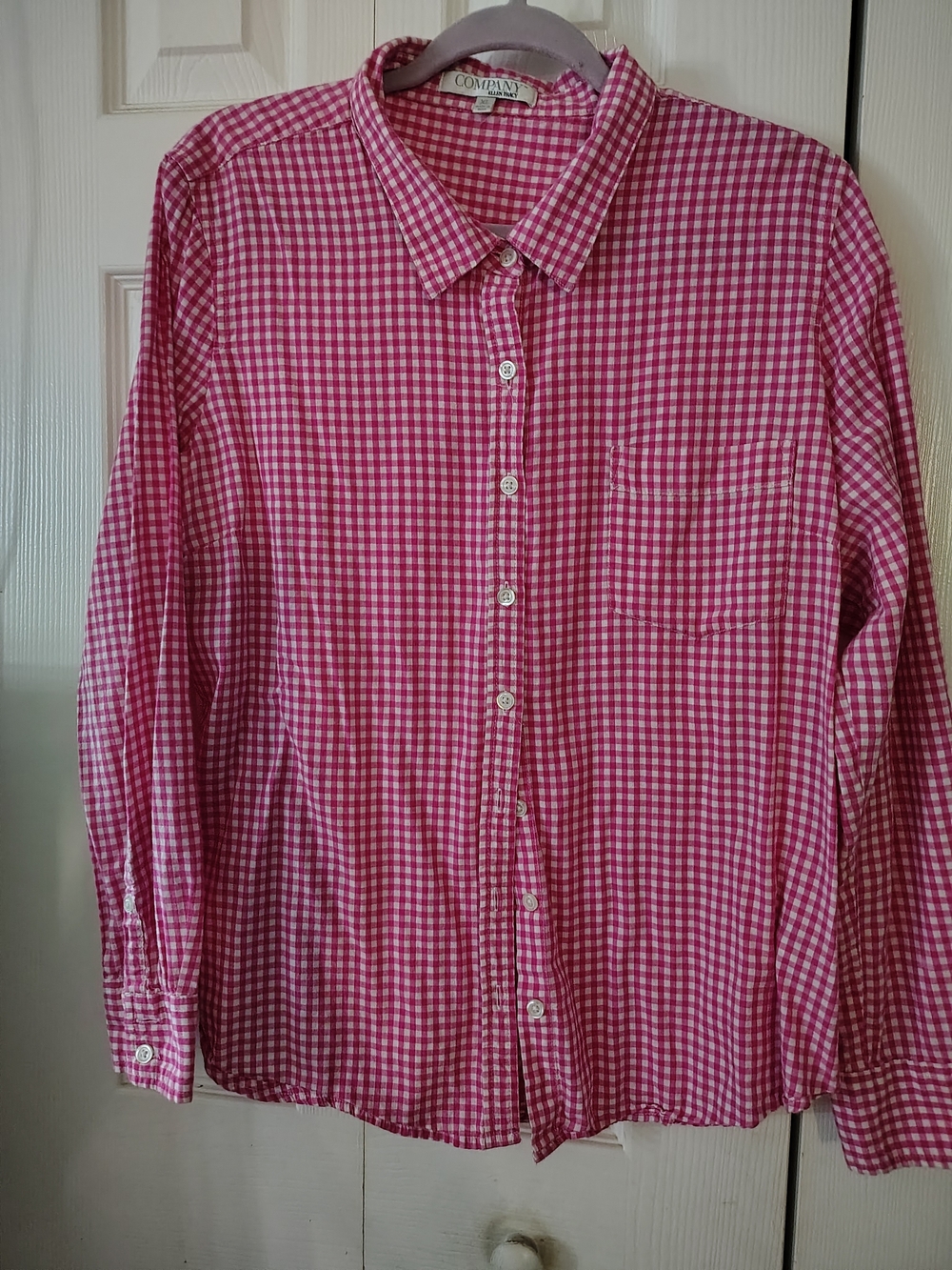 Ellen Tracy Pink Gingham Button-Down Shirt